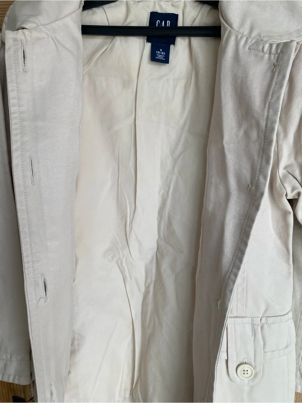 083–GAP Kids Cream Button-Up Cotton Pea Coat